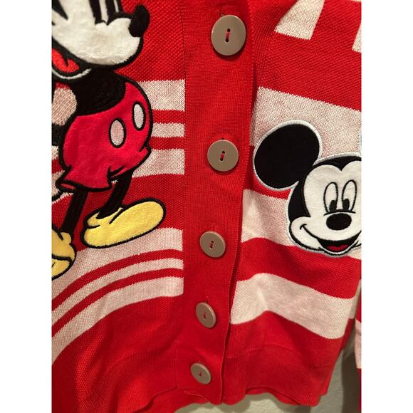 NWT Mickey Mouse Printed Button Front Cardigan - Red n White M - Picture 4 of 6